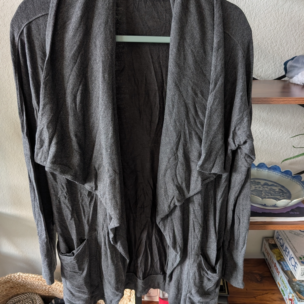 Athleta Charcoal Draped Cardigan